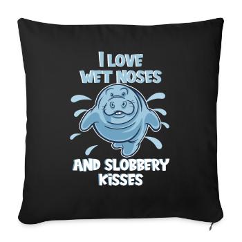 Cold Nose Warm Heart Manatee Chubby Manatee - Sofa pillowcase 17,3'' x 17,3'' (45 x 45 cm) - black - Front