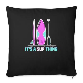Sup Stand Up Paddle Design Sup Board Paddeln - Housse de coussin décorative 45 x 45 cm - noir - Devant
