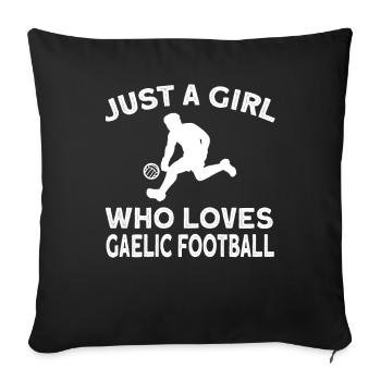 Une fille aime le football gaélique - Housse de coussin décorative 45 x 45 cm - noir - Devant