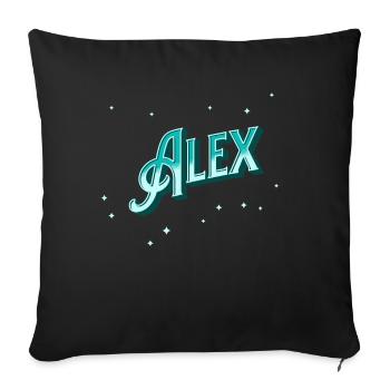 Alex name personalized - Sofa pillowcase 17,3'' x 17,3'' (45 x 45 cm) - black - Front