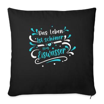 Eisbaden Eisbaderin Schwimmerin Kältebad Winterbad - Sofakissenbezug 45 x 45 cm - Schwarz - Vorne
