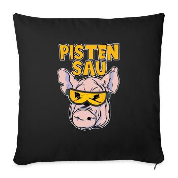 Skifahrer Pistensau Ski - Sofakissenbezug 45 x 45 cm - Schwarz - Vorne