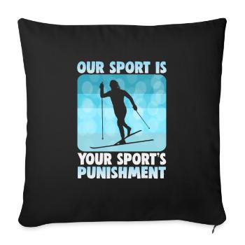 Skieurs de fond biathlon de fond - Housse de coussin décorative 45 x 45 cm - noir - Devant