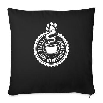 Café et Terre-Neuviens - Housse de coussin décorative 45 x 45 cm - noir - Devant