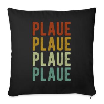 Plaue Stadt Retro Vintage - Sofakissenbezug 45 x 45 cm - Schwarz - Vorne