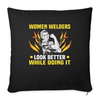 Welder Spruch Design for MetalWorkers - Sofa pillowcase 17,3'' x 17,3'' (45 x 45 cm) - black - Front