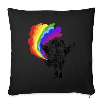 Funny giraffe with rainbow bad breath burp - Sofa pillowcase 17,3'' x 17,3'' (45 x 45 cm) - black - Front