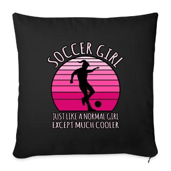 Fille de football cool - Housse de coussin décorative 45 x 45 cm - noir - Devant