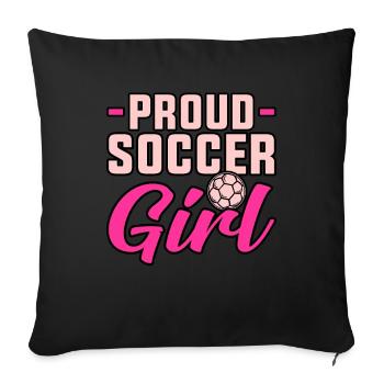 Proud football girl - Sofa pillowcase 17,3'' x 17,3'' (45 x 45 cm) - black - Front