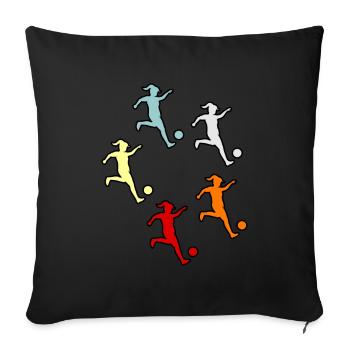 Match de football de but féminin - Housse de coussin décorative 45 x 45 cm - noir - Devant