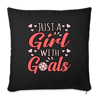 Juste une fille avec des buts Football - Housse de coussin décorative 45 x 45 cm - noir - Devant