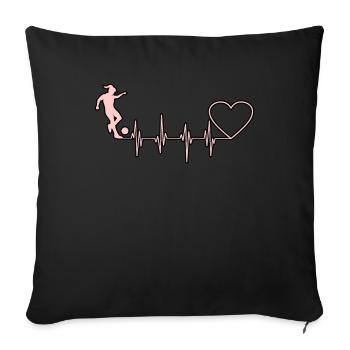 Football girl heartbeat - Sofa pillowcase 17,3'' x 17,3'' (45 x 45 cm) - black - Front