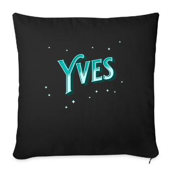 Nom Yves personnalisé - Housse de coussin décorative 45 x 45 cm - noir - Devant