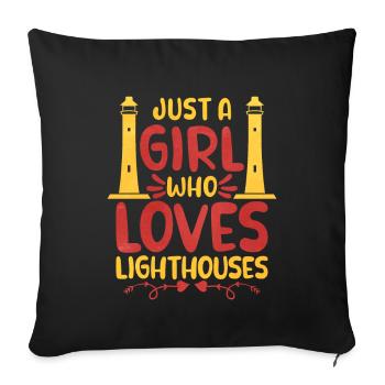 Girl Who Loves Lighthouses - Sofa pillowcase 17,3'' x 17,3'' (45 x 45 cm) - black - Front