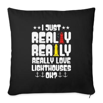 I just love lighthouses very much - Sofa pillowcase 17,3'' x 17,3'' (45 x 45 cm) - black - Front