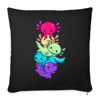 Subtle Gay Pride Flag Kawaii Axolotl LGBTQ - Sofa pillowcase 17,3'' x 17,3'' (45 x 45 cm) - black - Front