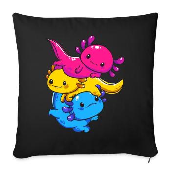 Subtle Pansexual Pride Flag Kawaii Axolotl LGBTQ - Sofa pillowcase 17,3'' x 17,3'' (45 x 45 cm) - black - Front