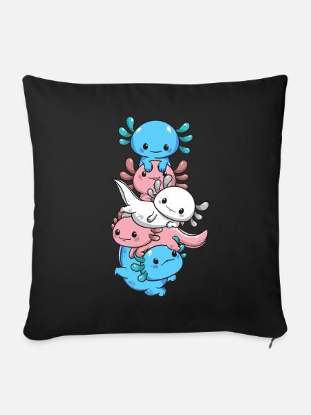 Subtle Transgender Pride Flag Kawaii Axolotl LGBTQ - Sofakissenbezug 45 x 45 cm - Schwarz