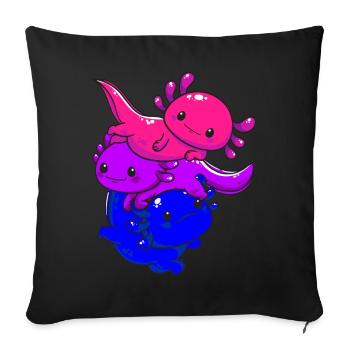Subtle Bi Pride Bisexual Flag Kawaii Axolotl LGBTQ - Sofakissenbezug 45 x 45 cm - Schwarz - Vorne
