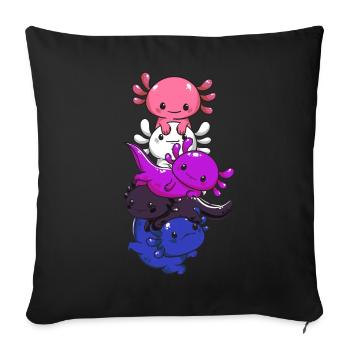 Subtle Genderfluid Flag Kawaii Axolotl LGBTQ - Sofa pillowcase 17,3'' x 17,3'' (45 x 45 cm) - black - Front