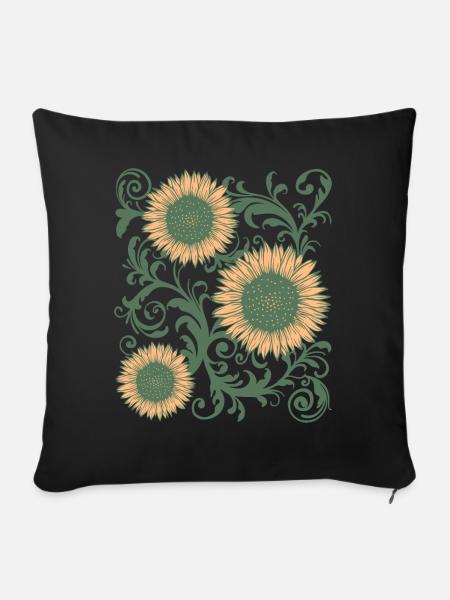 Baroque Aesthetic Sunflower Pattern Dark Academia - Sofakissenbezug 45 x 45 cm - Schwarz