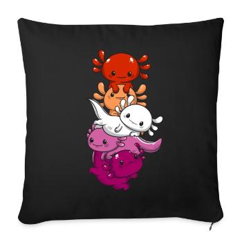 Subtle Lesbian Pride Flag Kawaii Axolotl LGBTQ - Sofa pillowcase 17,3'' x 17,3'' (45 x 45 cm) - black - Front