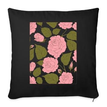 Aesthetic Rose Pattern Floral Baroque - Sofakissenbezug 45 x 45 cm - Schwarz - Vorne