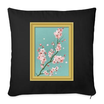 Esthétique baroque Fleur de cerisier japonais - Housse de coussin décorative 45 x 45 cm - noir - Devant