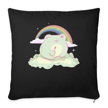 Coquette Esthétique Rose Kawaii Frog Centre-ville - Housse de coussin décorative 45 x 45 cm - noir - Devant