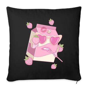 Coquette Aesthetic Pink Strawberry Milk Downtown - Sofa pillowcase 17,3'' x 17,3'' (45 x 45 cm) - black - Front