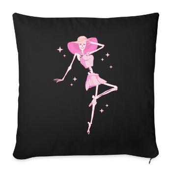 Coquette Aesthetic Pink Skeleton Downtown - Sofa pillowcase 17,3'' x 17,3'' (45 x 45 cm) - black - Front