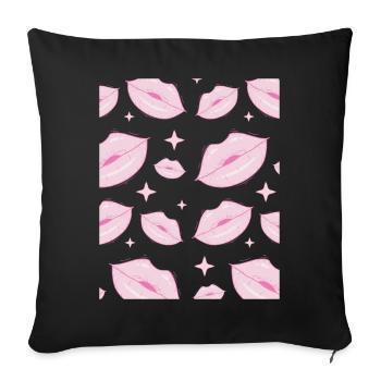 Coquette Aesthetic Pink Kisses Lipstick Downtown - Sofa pillowcase 17,3'' x 17,3'' (45 x 45 cm) - black - Front