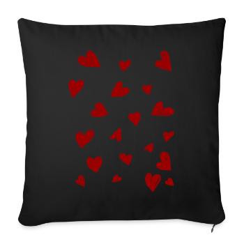 Coquette Aesthetic Pink Hearts Valentines Day - Sofa pillowcase 17,3'' x 17,3'' (45 x 45 cm) - black - Front