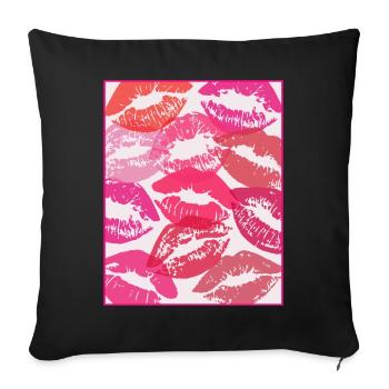 Coquette Esthétique Pink Kisses Valentines Day Lèvres - Housse de coussin décorative 45 x 45 cm - noir - Devant