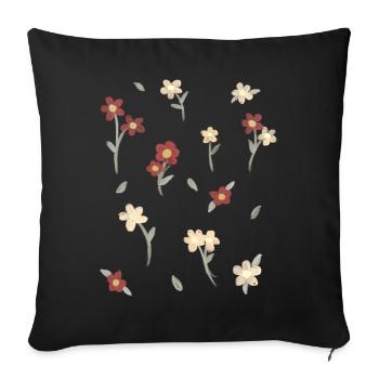 Coquette Aesthetic Pink Watercolor Flowers - Sofa pillowcase 17,3'' x 17,3'' (45 x 45 cm) - black - Front