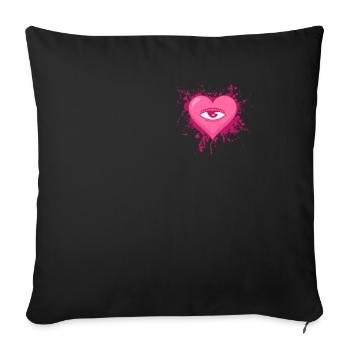 Coquette Aesthetic Pink Weirdcore Eye Heart - Sofa pillowcase 17,3'' x 17,3'' (45 x 45 cm) - black - Front