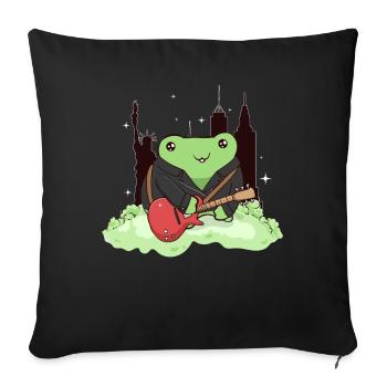 Downtown Girl Aesthetic Kawaii Frog Coquette - Sofa pillowcase 17,3'' x 17,3'' (45 x 45 cm) - black - Front