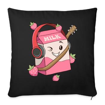 Downtown Girl Esthétique Strawberry Milk Coquette - Housse de coussin décorative 45 x 45 cm - noir - Devant