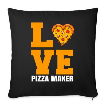 Pizzaïolo Pizza Love - Housse de coussin décorative 45 x 45 cm - noir - Devant