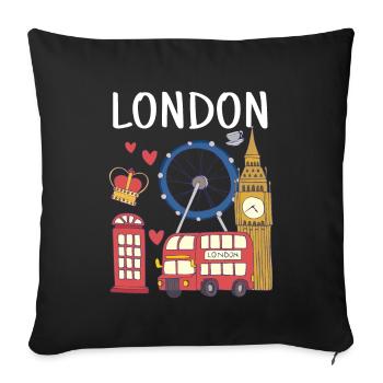 London - Sofa pillowcase 17,3'' x 17,3'' (45 x 45 cm) - black - Front