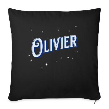 Nom Olivier personnalisé - Housse de coussin décorative 45 x 45 cm - noir - Devant
