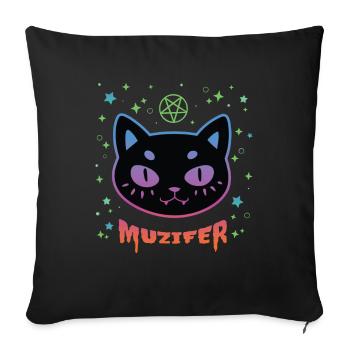 Muzifer Cat Kitten Devil Lucifer - Sofa pillowcase 17,3'' x 17,3'' (45 x 45 cm) - black - Front