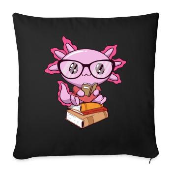 Downtown Girl Aesthetic Kawaii Axolotl Bookworm - Sofa pillowcase 17,3'' x 17,3'' (45 x 45 cm) - black - Front