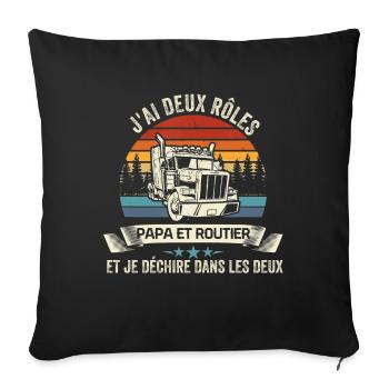 T-shirt Routier, cadeau humour pour les chauffeurs - Housse de coussin décorative 45 x 45 cm - noir - Devant