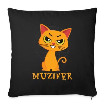 Muzifer Katze Kätzchen Teufel Luzifer - Sofakissenbezug 45 x 45 cm - Schwarz - Vorne