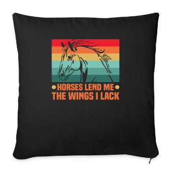 Design équestre et équestre pour les amoureux des chevaux - Housse de coussin décorative 45 x 45 cm - noir - Devant