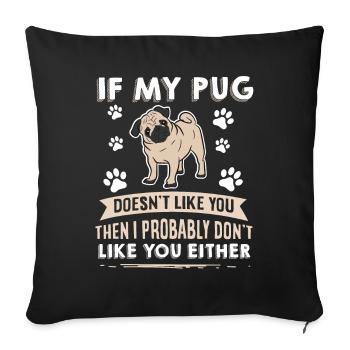 Conception de carlin pour chiens pour les amoureux des chiens - Housse de coussin décorative 45 x 45 cm - noir - Devant