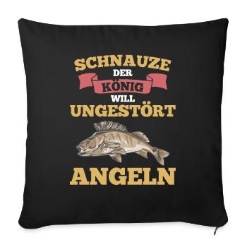 Angeln Rute König Männersport Geschenk - Sofakissenbezug 45 x 45 cm - Schwarz - Vorne