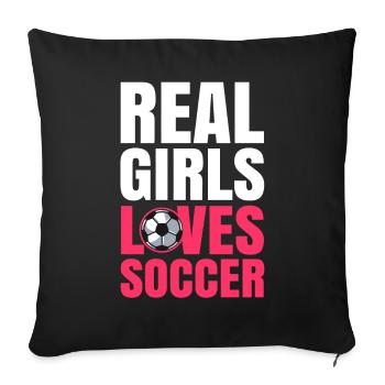 Football féminin - Housse de coussin décorative 45 x 45 cm - noir - Devant