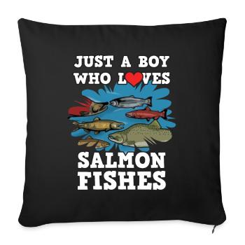 Salmon Lachs Salmondinen Fischen - Sofakissenbezug 45 x 45 cm - Schwarz - Vorne